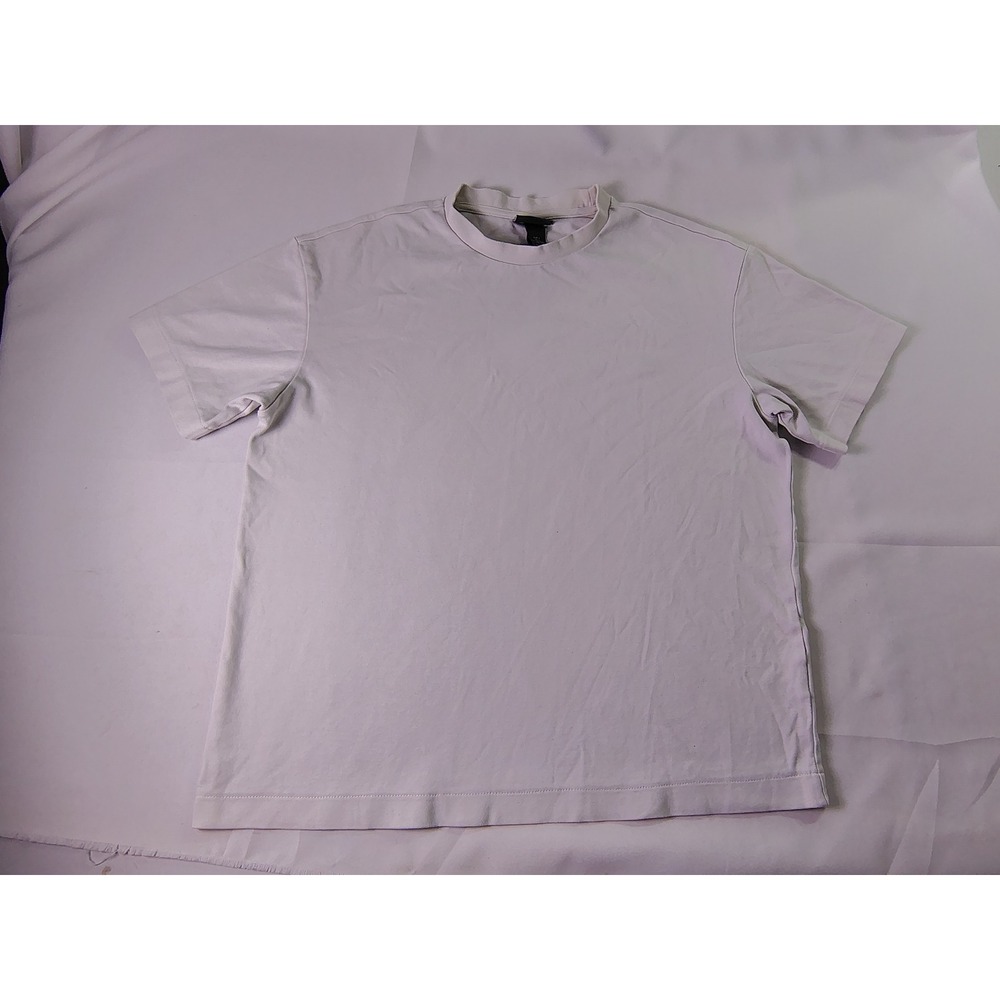 H&M Loose Fit Men's White Cotton T-Shirt Size Large L Short Sleeve Crew Neck